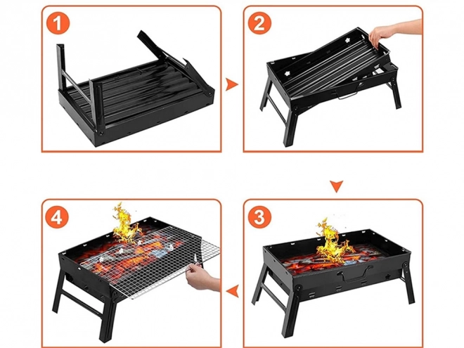 Bærbar sammenklappelig kulgrill til camping og BBQ