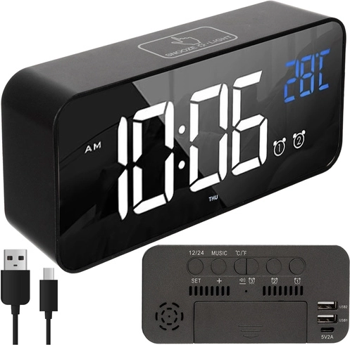 Digitalt LED-vækkeur IZOXIS med stemmeaktivering og snooze-funktion