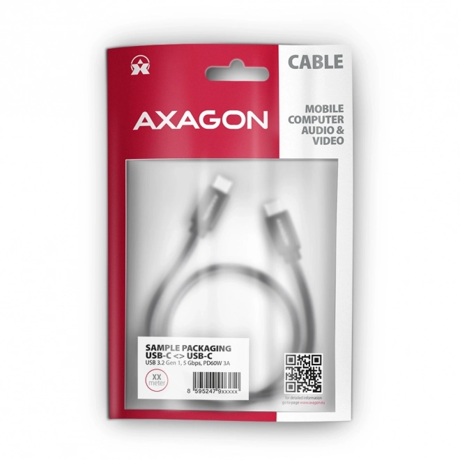 USB-C til USB-C kabel 3m, Power Delivery 60W, fleksibel flet