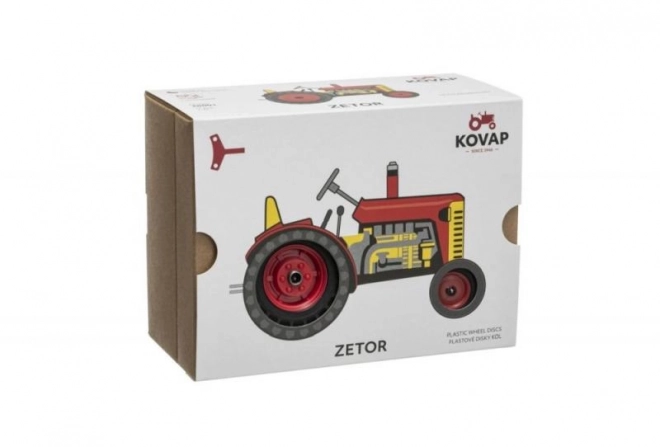 Traktor Zetor rød med nøgle metal 14cm 1:25 i æske Kovap