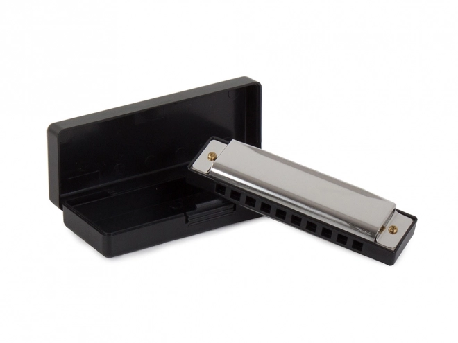 Metal mundharmonika C dur med etui