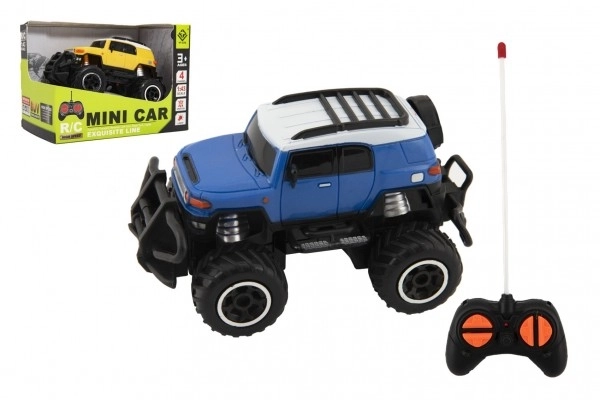 Auto RC mini SUV plast 14cm 27MHz fjern. betj. på bat. med lys. 2 farver i krab. 16x12x10