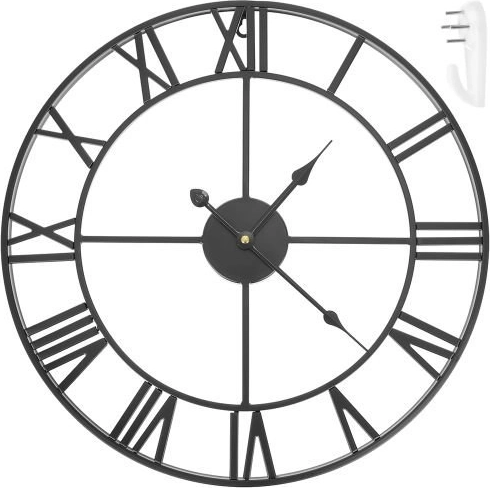 Metal vægur i loftstil med romertal 47 cm – sort