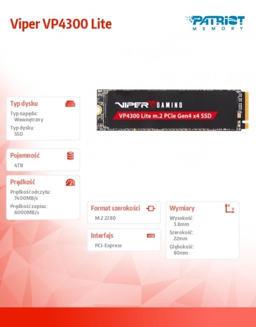 SSD-disk 4TB Viper VP4300 Lite med understøttelse af PS5-spil