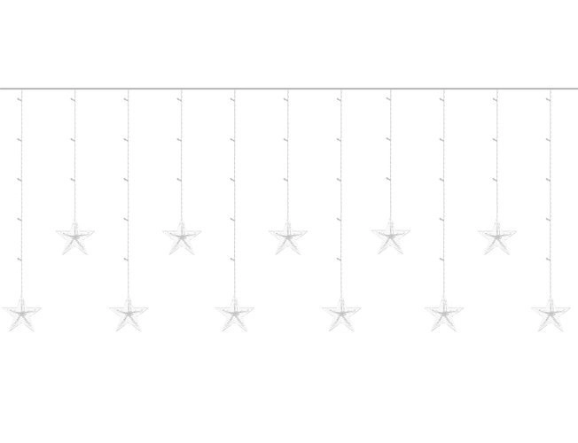 LED farvet gardin med stjerner - 2,5 m, 108 LED