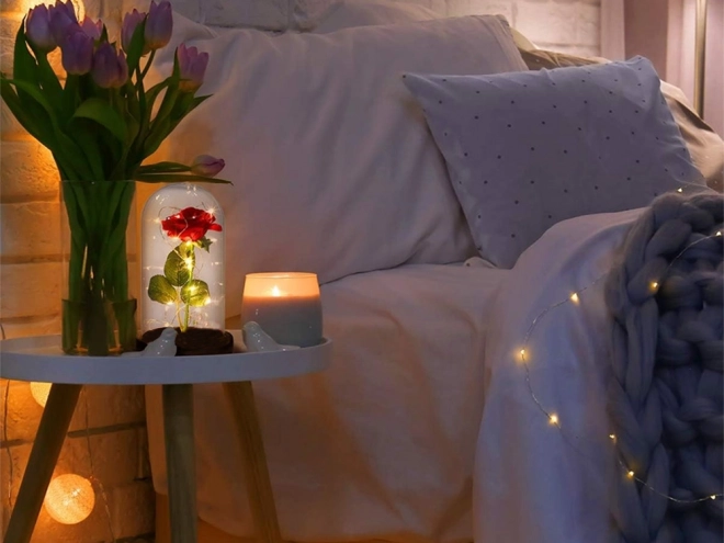 Evig rose i glas med LED-belysning