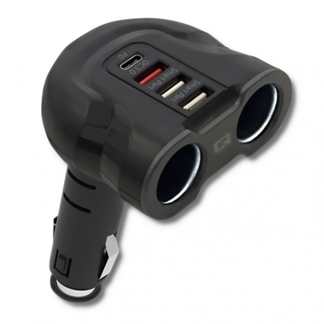 Distribuer cigarettænderstikdåse 12-24V | 52W | 2,4A | 2xUSB | USB QC 3.0 | USB-C PD | 2x cigarettænderstikdåse