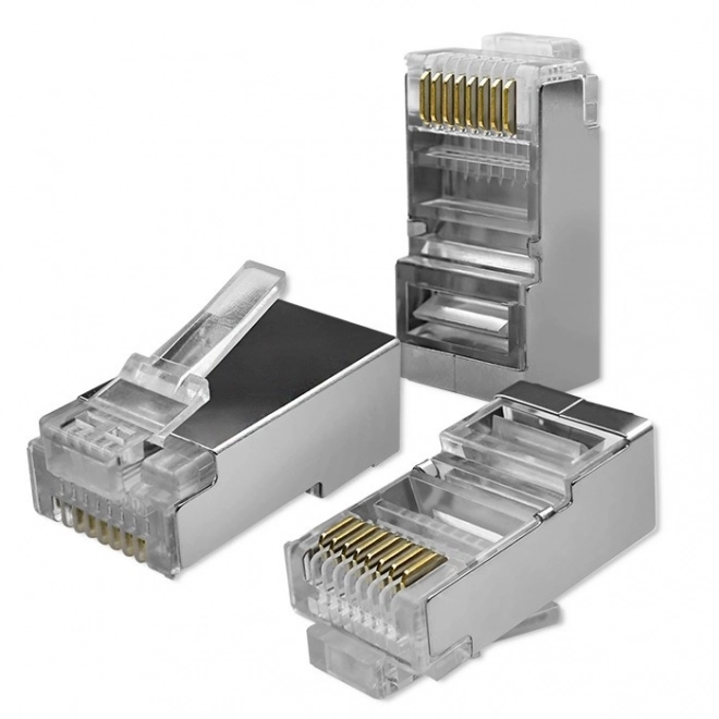 Gennemtræk RJ45 CAT5e FTP stik forgyldte kontakter 100 stykker