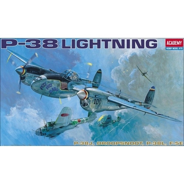 Akademi flymodel P-38 E/J/L Lightning 1:48