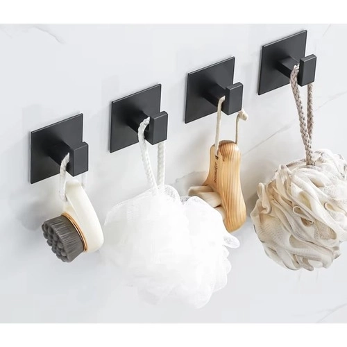 sort selvklæbende håndklædekrog i loftstil - sæt med 4 stykker