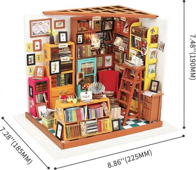 Samovas studie - Bibliotek DIY Miniature Dukkehus