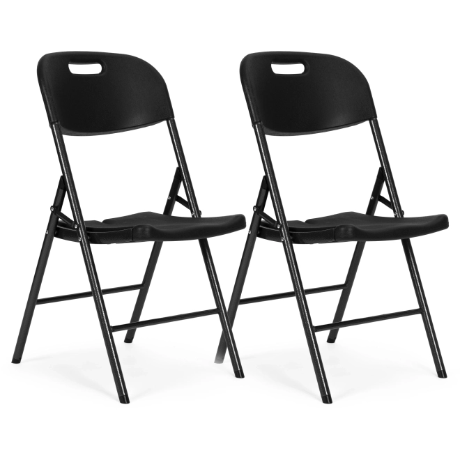Sæt af 2 foldestole ModernHome, metalramme, HDPE, sort