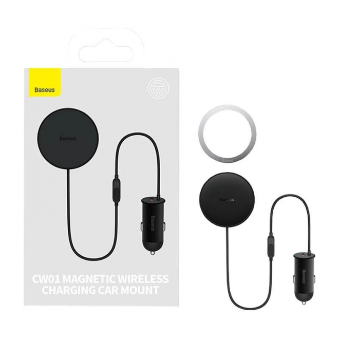 Magnetisk telefonholder til bil Baseus CW01 til ventilationsgitter med USB-C biloplader, 15W + 25W (sort)