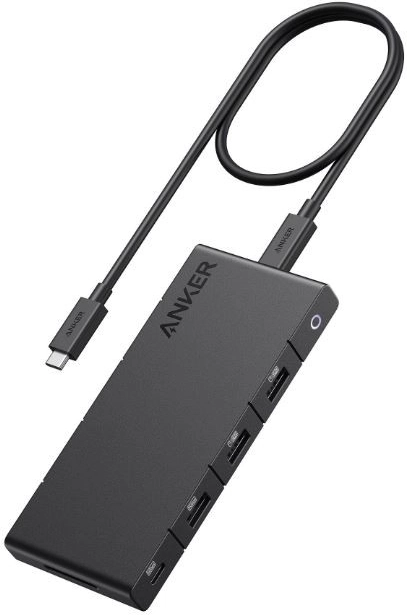 USB-C hub 10-i-1 med dobbelt skærm, 2x4K HDMI, sort