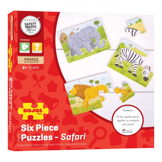 Bigjigs Toys Puslespil 3i1 safari dyr