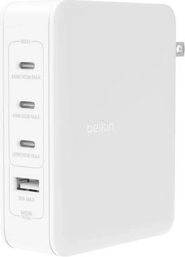Hvid oplader med 4 porte 140W til UK, EU, US