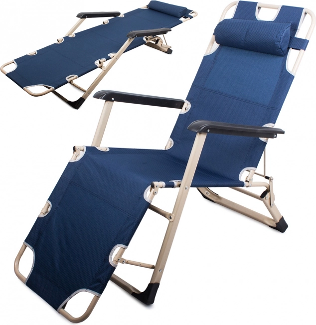 Sammenklappelig strandstol og liggestol Zero Gravity 2-i-1, blå