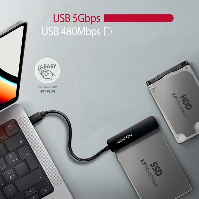 Adapter USB-C til SATA HDD/SSD AXAGON FASTPort2