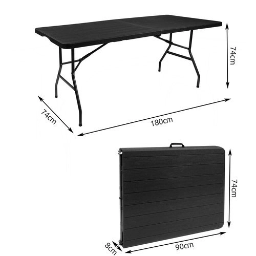 Sammenklappeligt havebord sort 180 cm