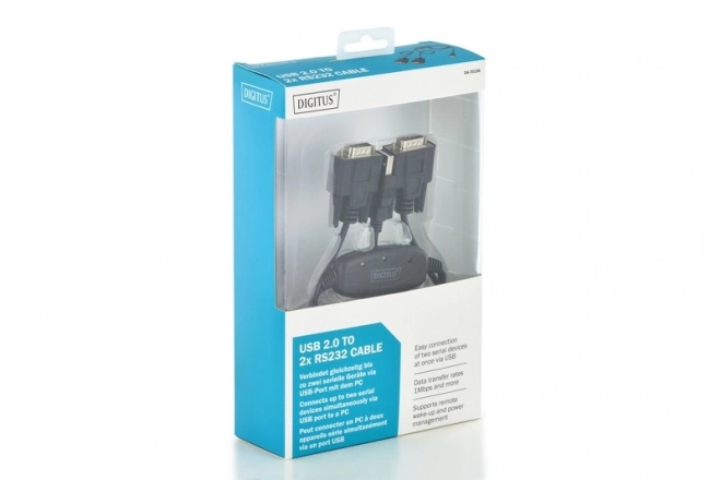 USB 2.0 adapter til 2x RS232 (DB9) med USB A M/kabel længde 1,5m