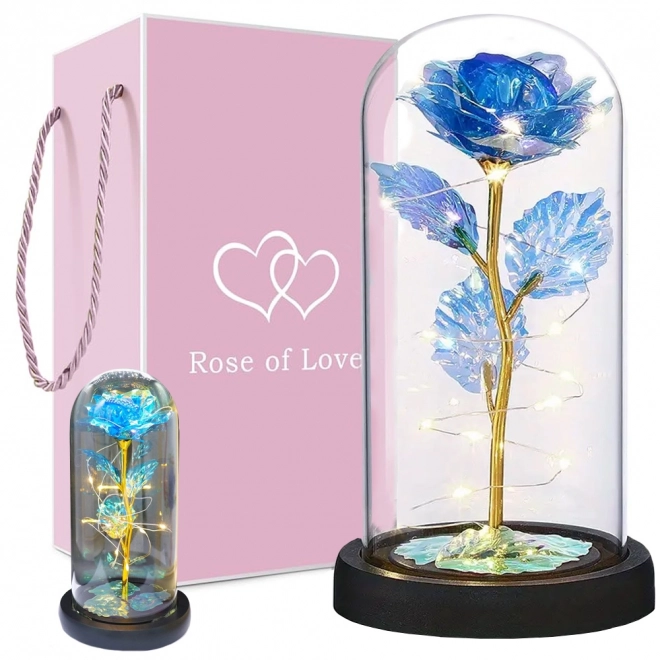 Evig rose i glasburk med LED-belysning