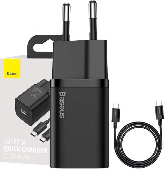 Hurtigoplader Baseus Super Si 25W med USB-C til USB-C kabel