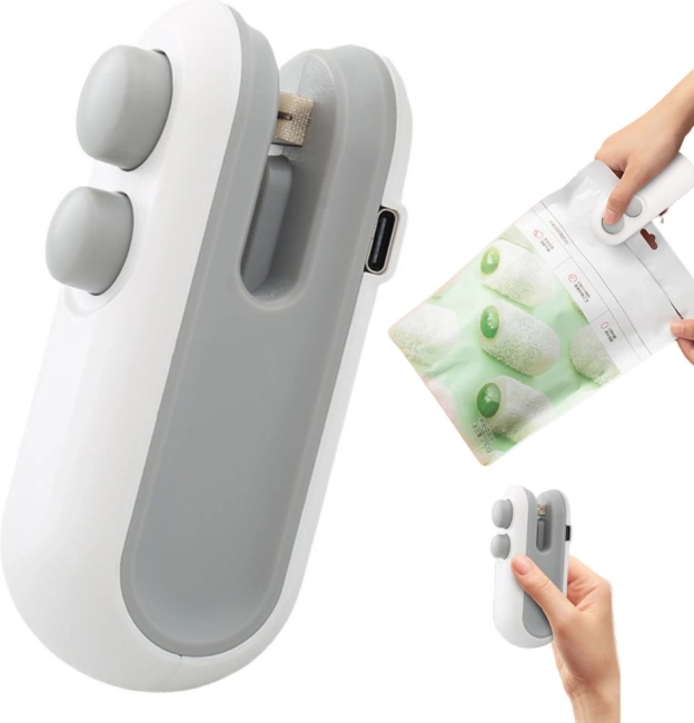 Trådløs poseforsegler og folieskærer 2-i-1 med magnet, USB-opladning