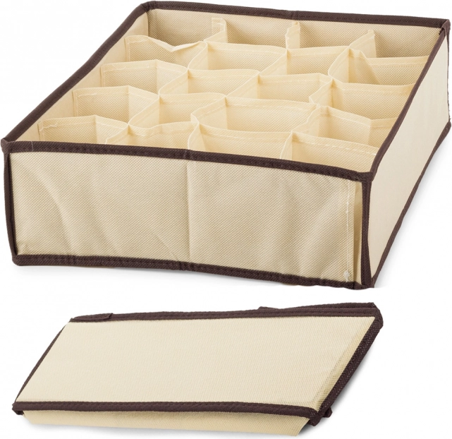 Beige undertøjs- og sokkeorganizer med 20 rum