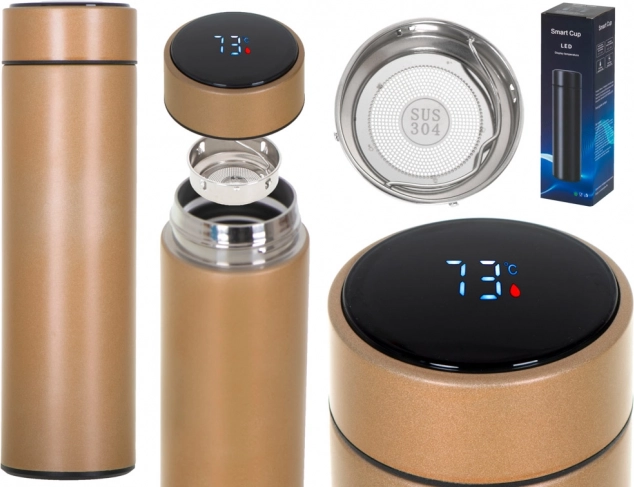 Termokop med smart LED-display 500 ml – Guld