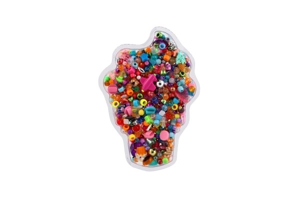 Farverige perler i plastik i blisterpakning 13x19cm