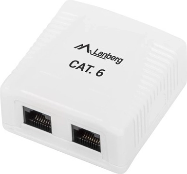Hvid vægmonteret stikkontakt 2x RJ45 Lanberg Cat.6