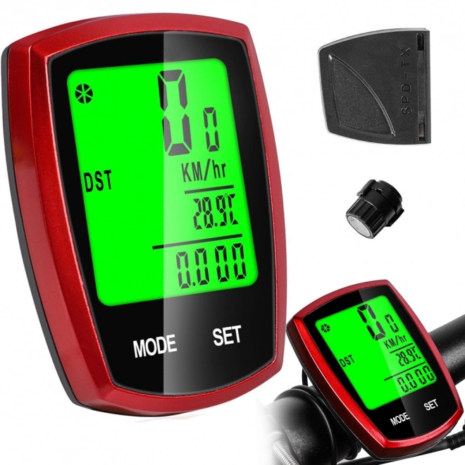 Trådløs vandtæt cykeltachometer med LCD-skærm