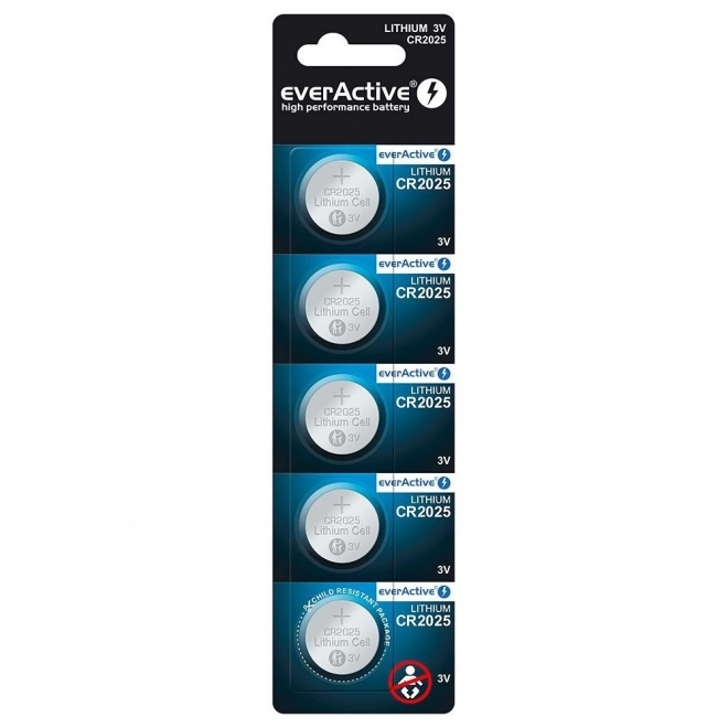 EverActive knapcellebatteri CR2025 3V, 5 stk.