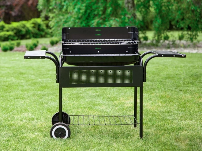 Havegrill, metalhylder, justerbar rist, hjul