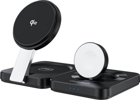 Sammenklappelig magnetisk trådløs oplader 3-i-1 CHOETECH Qi2 til iPhone, Apple Watch og AirPods