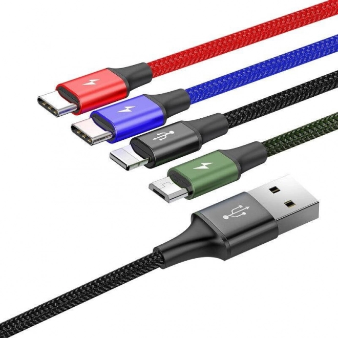 Baseus Hurtig USB-kabel 4i1 2xUSB-C / Lightning / Micro 3,5A 1,2m - sort