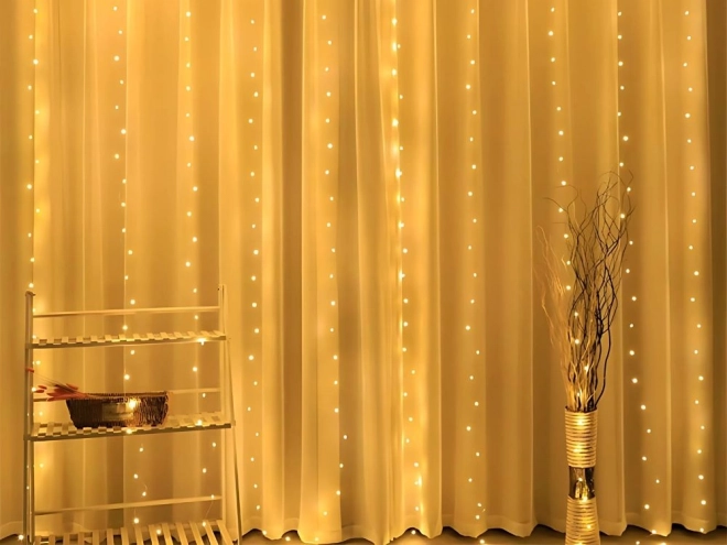 Julelysgardin 300 LED varme hvid USB