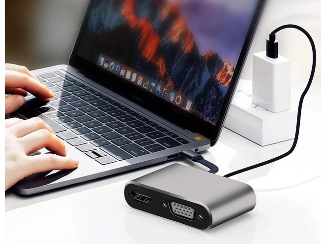 Adapter USB-C HDMI 4K VGA Hub med Power Delivery