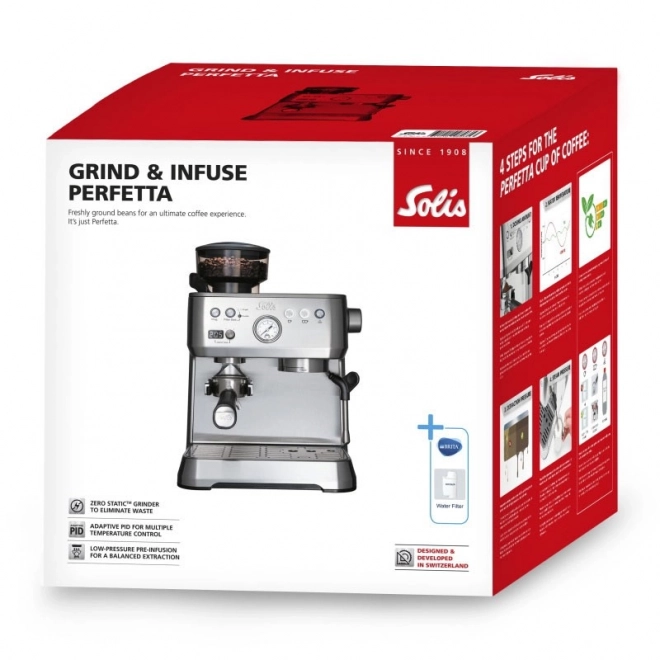 Espresso kaffemaskine Solis Grind & Infuse Perfetta sølv