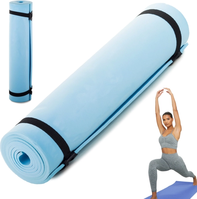 Yogamåtte og fitnessmåtte 0,5 cm, blå