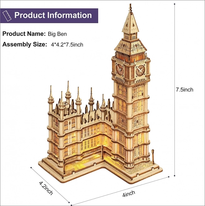 RoboTime træ 3D puslespil klokketårn Big Ben lysende