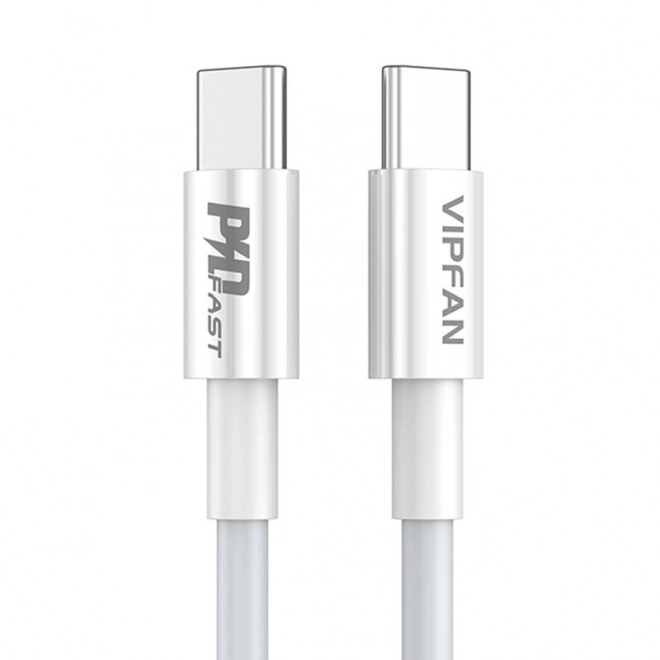 Kabel USB-C til USB-C VFAN P02, 1 m (hvid)