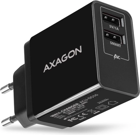 AXAGON smart væglader 16 W, 2× USB-A