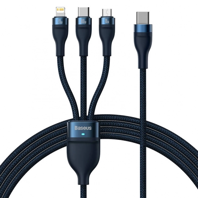 Baseus hurtigopladningskabel med 3 stik: USB-C, Lightning og Micro USB, 100W