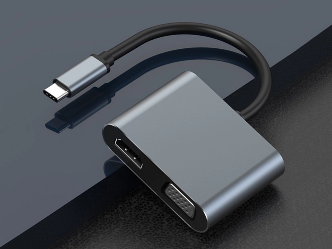 Adapter USB-C HDMI 4K VGA Hub med Power Delivery