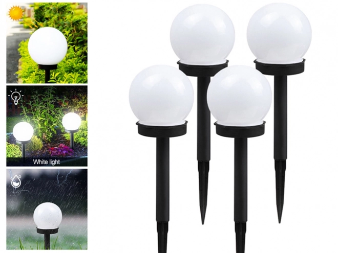 Solcellehave lamper hvide kugler med LED belysning