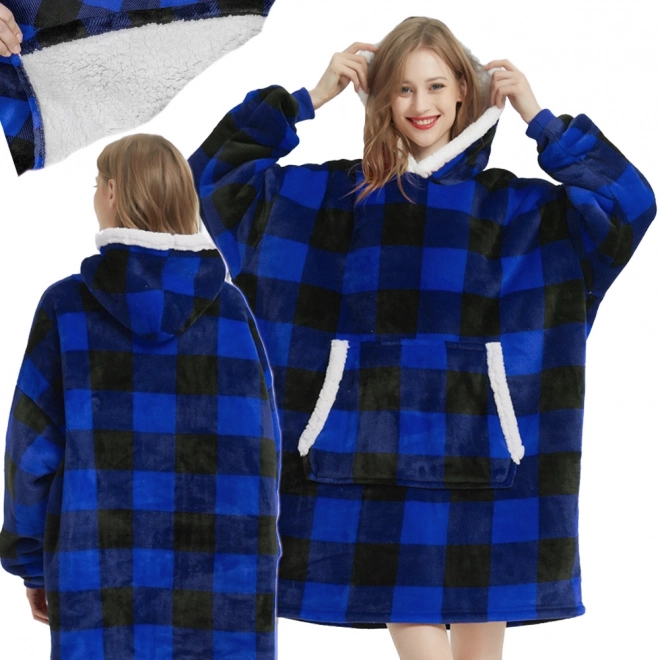 Varm oversize tæppetrøje med hætte