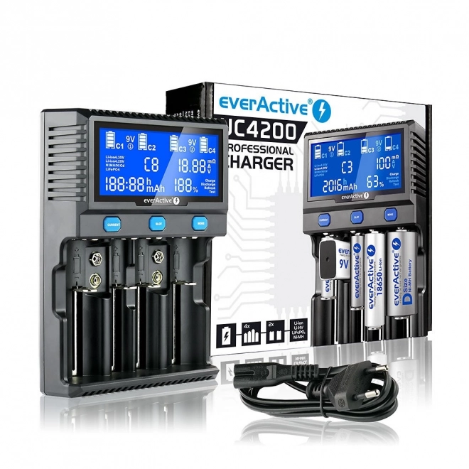 Batterioplader UC-4200 til Li-ion og NI-MH batterier