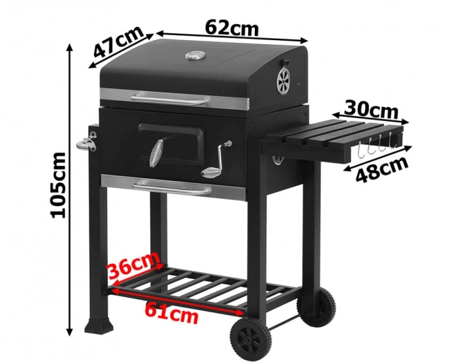 Havegrill til Trækul med To Riste og Termometer