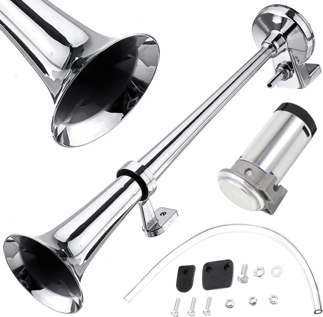 Pneumatisk horn Chrome med kompressor 12V
